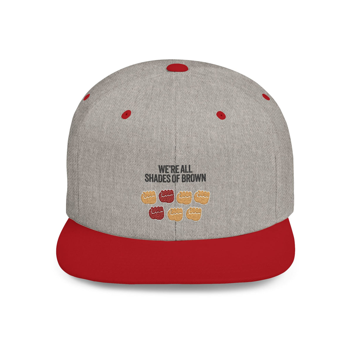 Snapback Hat — "We're All Shades of Brown" Fist Pump Donut Diversity Design BL