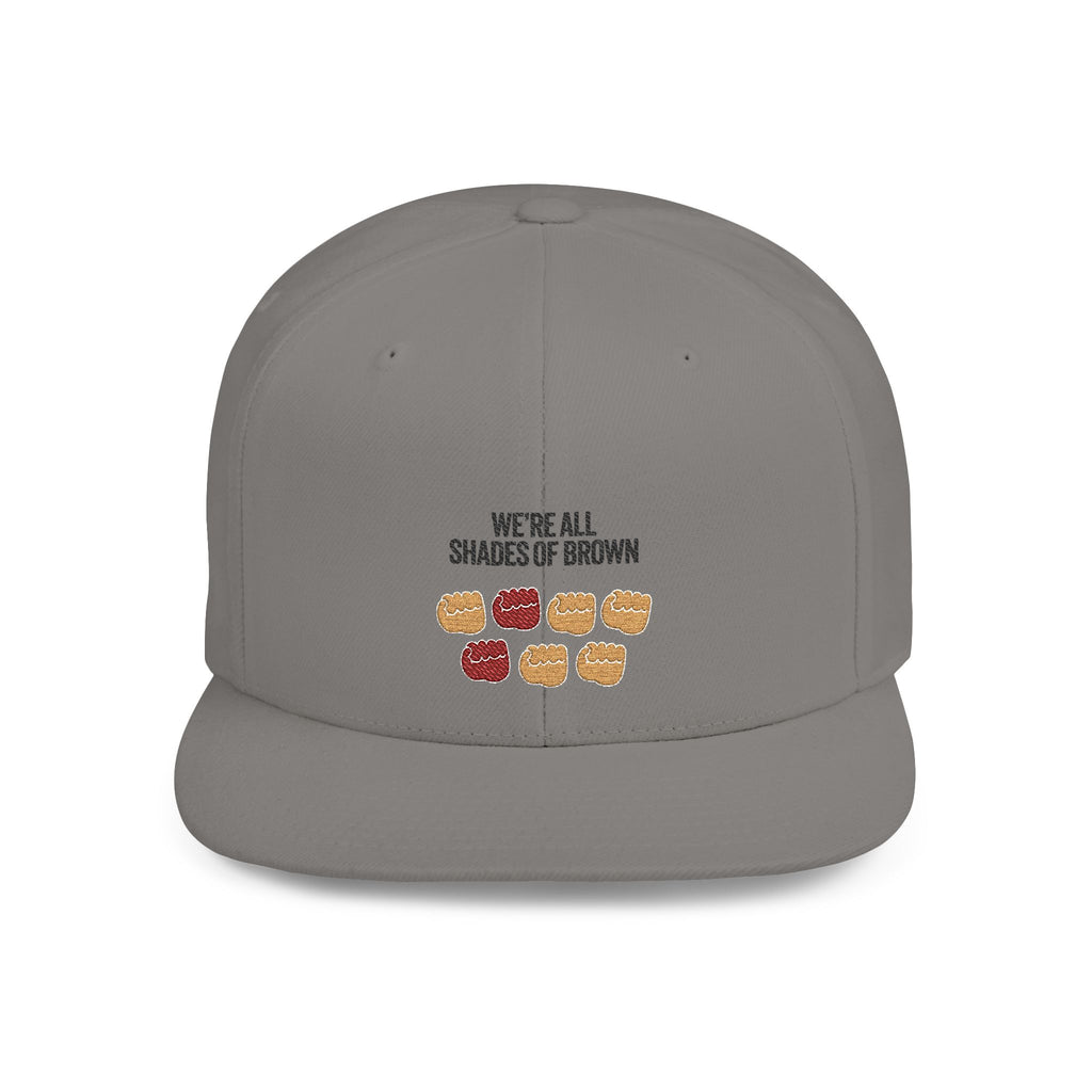 Snapback Hat — "We're All Shades of Brown" Fist Pump Donut Diversity Design BL