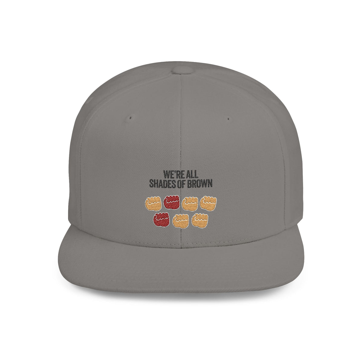 Snapback Hat — "We're All Shades of Brown" Fist Pump Donut Diversity Design BL