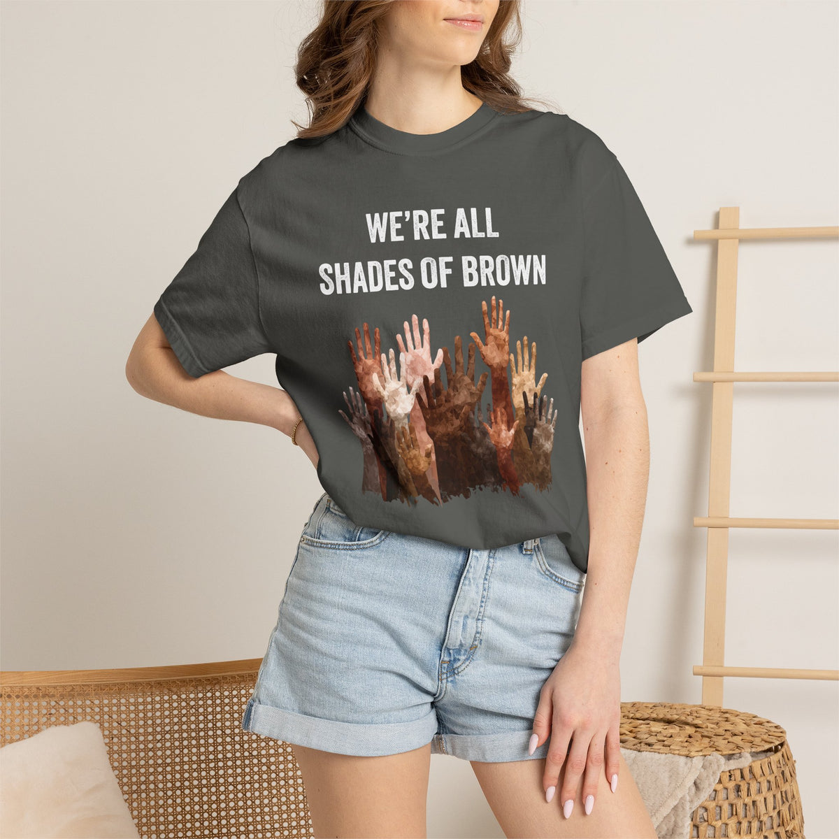 T-Shirt — "We're All Shades of Brown" Diversity Graphic Tee