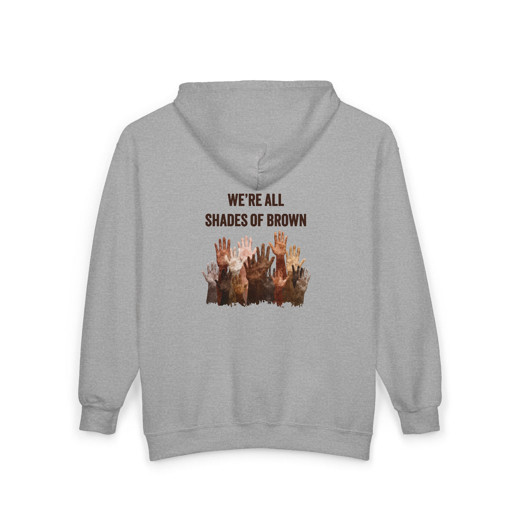 Full Zip Hoodie — Raised Hands Unity Design (Diverse Community)