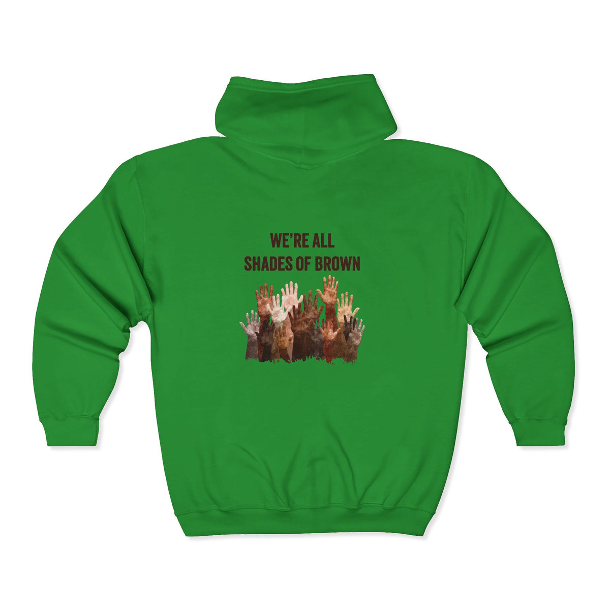 Full Zip Hoodie — Raised Hands Unity Design (Diverse Community)
