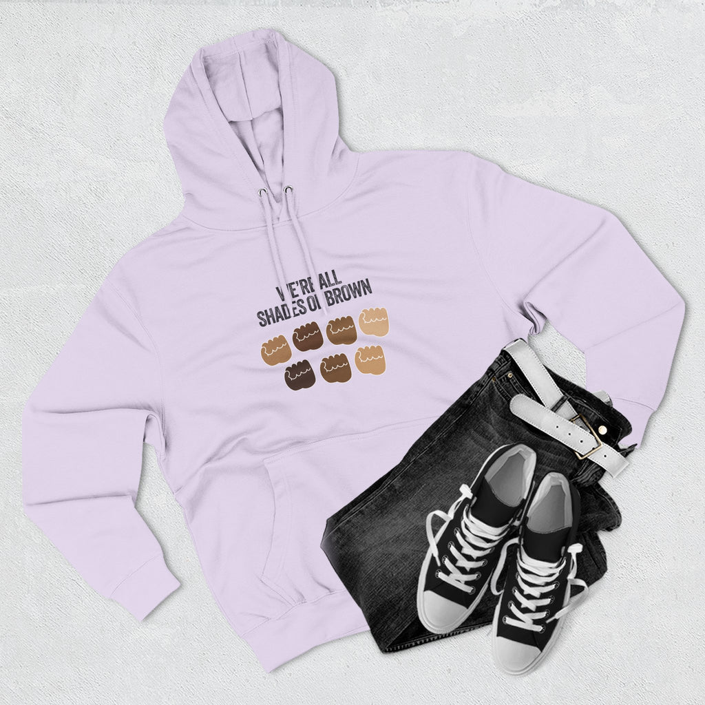 We're All Shades of Brown Hoodie — Unisex Heavy Blend™ Hooded Pouched Fist Pump BL