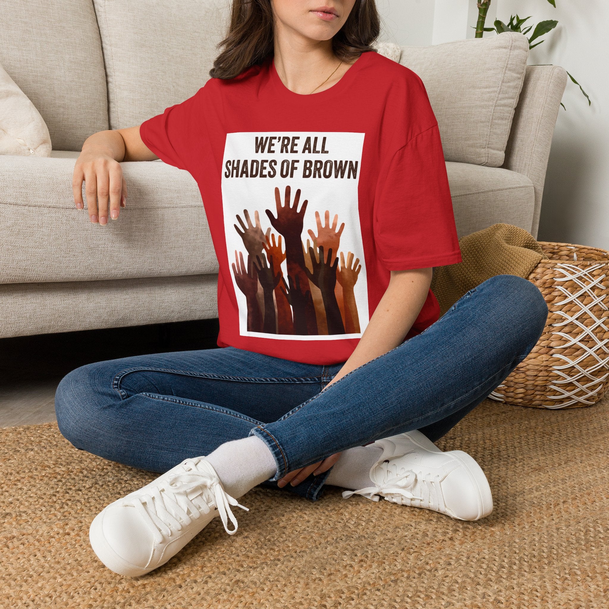 We're All Shades of Brown T-Shirt — Inclusive Multicultural Pride Tee BL
