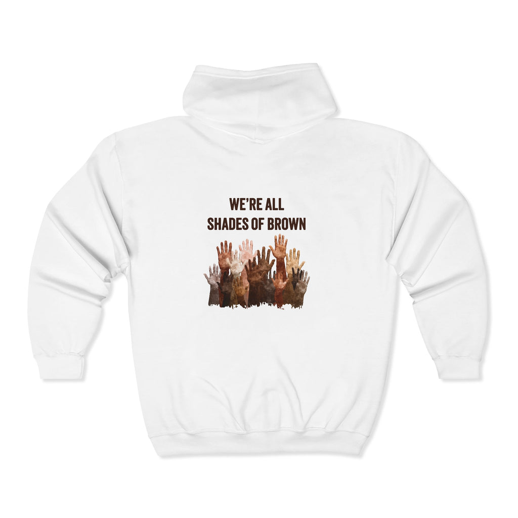 Full Zip Hoodie — Raised Hands Unity Design (Diverse Community)