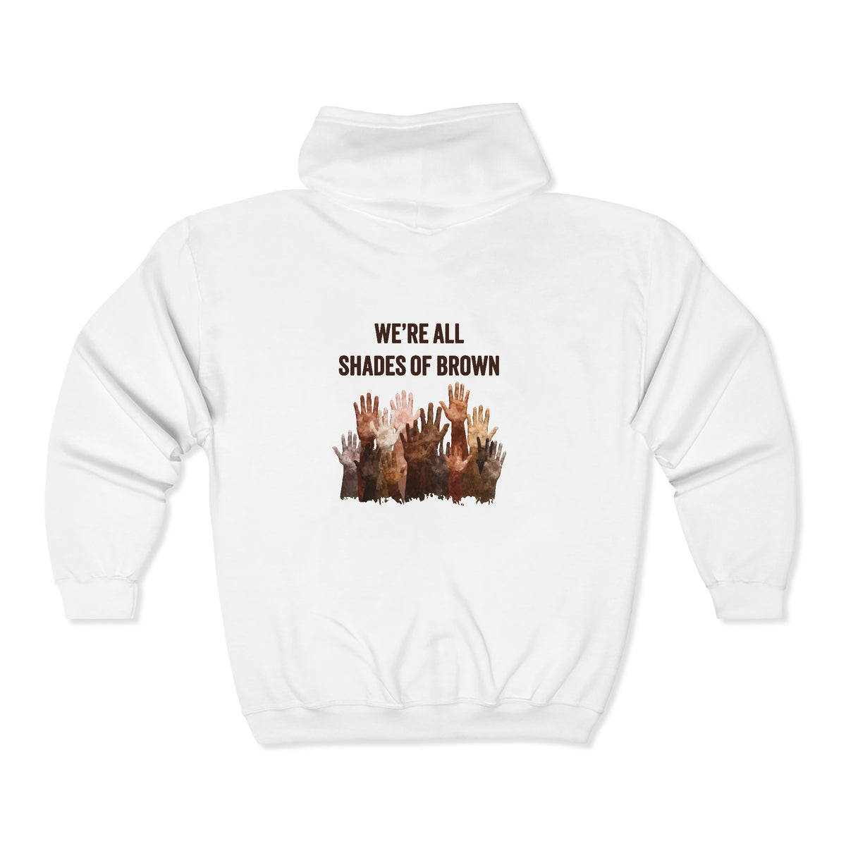 Full Zip Hoodie — Raised Hands Unity Design (Diverse Community)