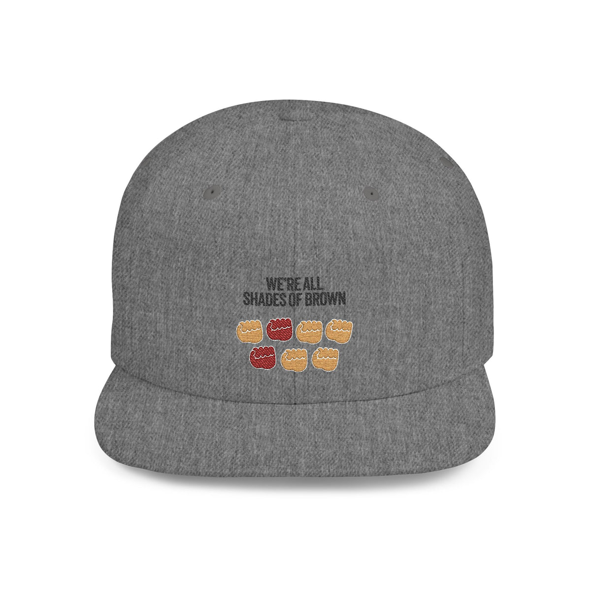 Snapback Hat — "We're All Shades of Brown" Fist Pump Donut Diversity Design BL