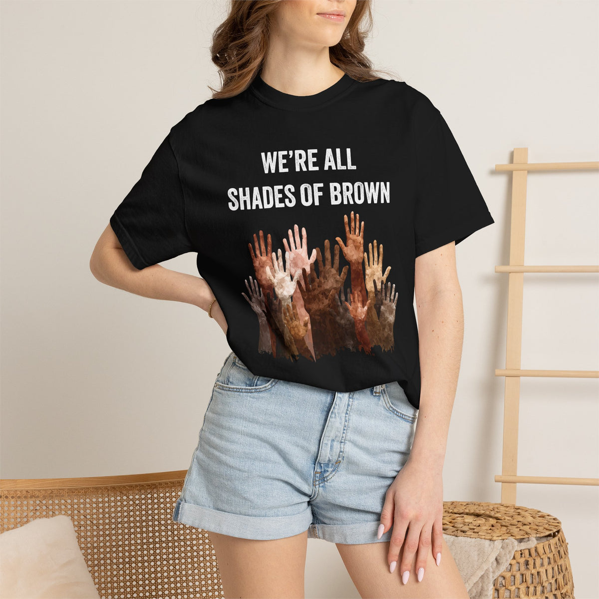 T-Shirt — "We're All Shades of Brown" Diversity Graphic Tee
