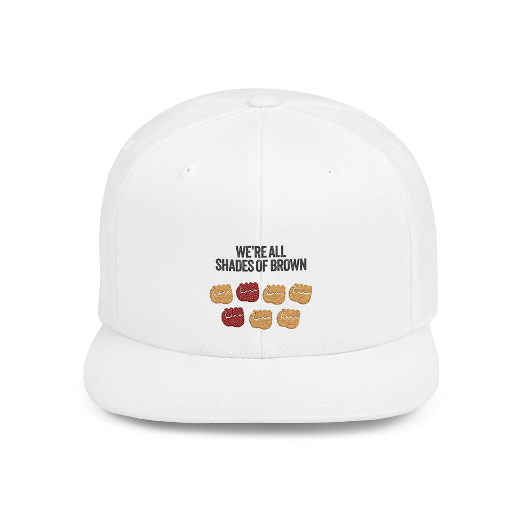 Snapback Hat — "We're All Shades of Brown" Fist Pump Donut Diversity Design BL
