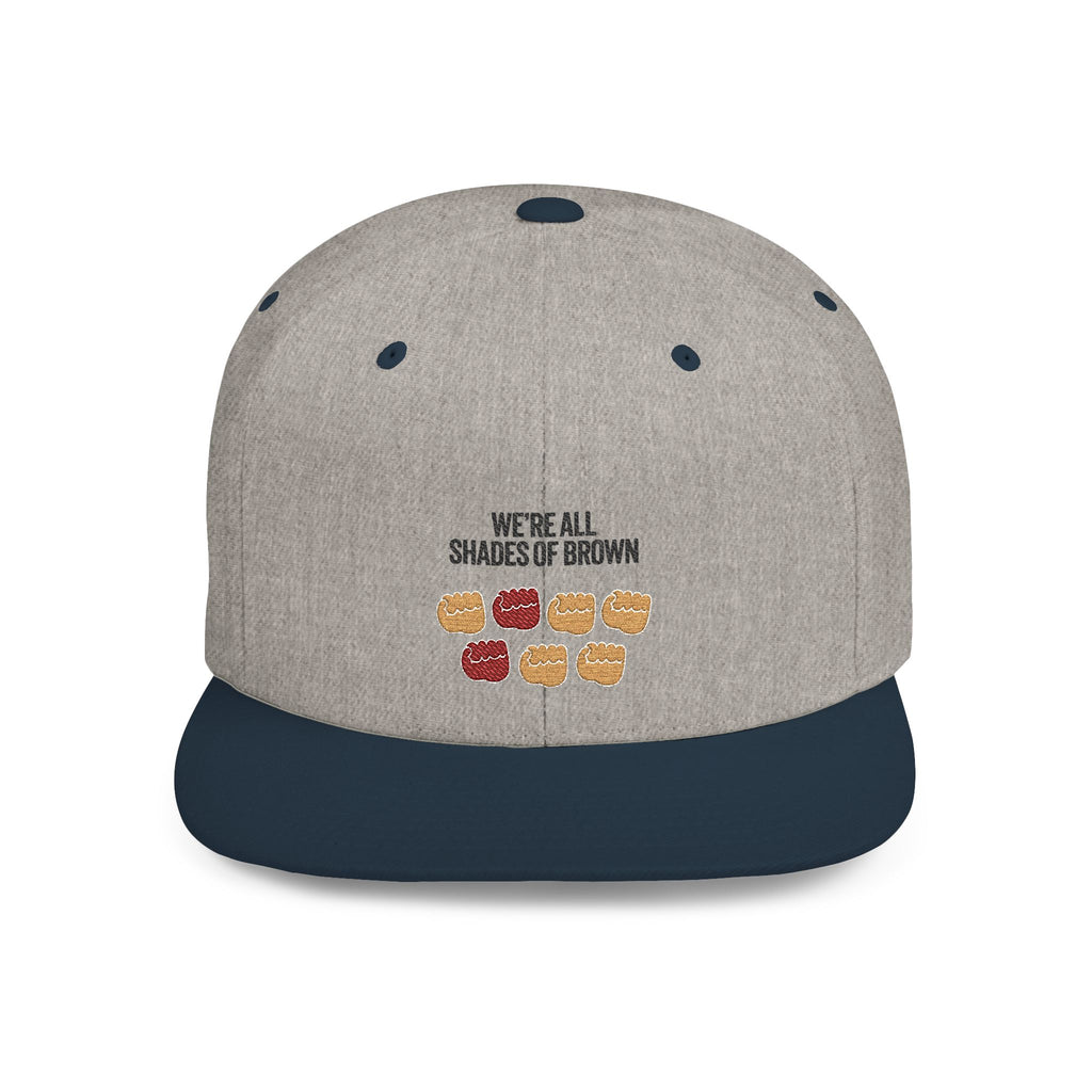 Snapback Hat — "We're All Shades of Brown" Fist Pump Donut Diversity Design BL