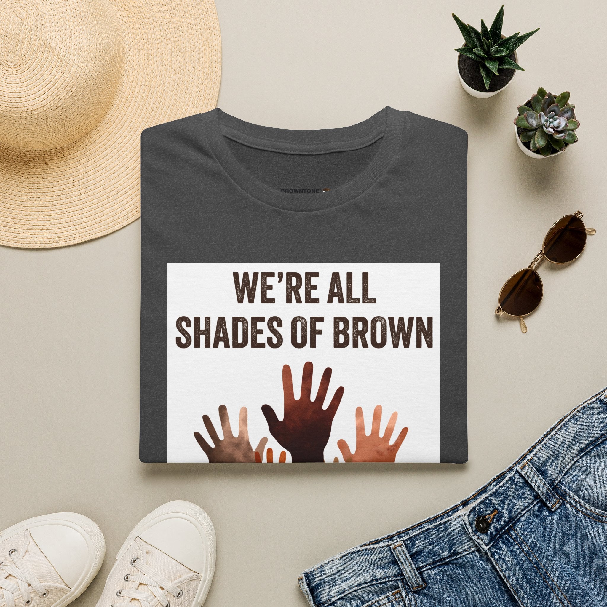 We're All Shades of Brown T-Shirt — Inclusive Multicultural Pride Tee BL