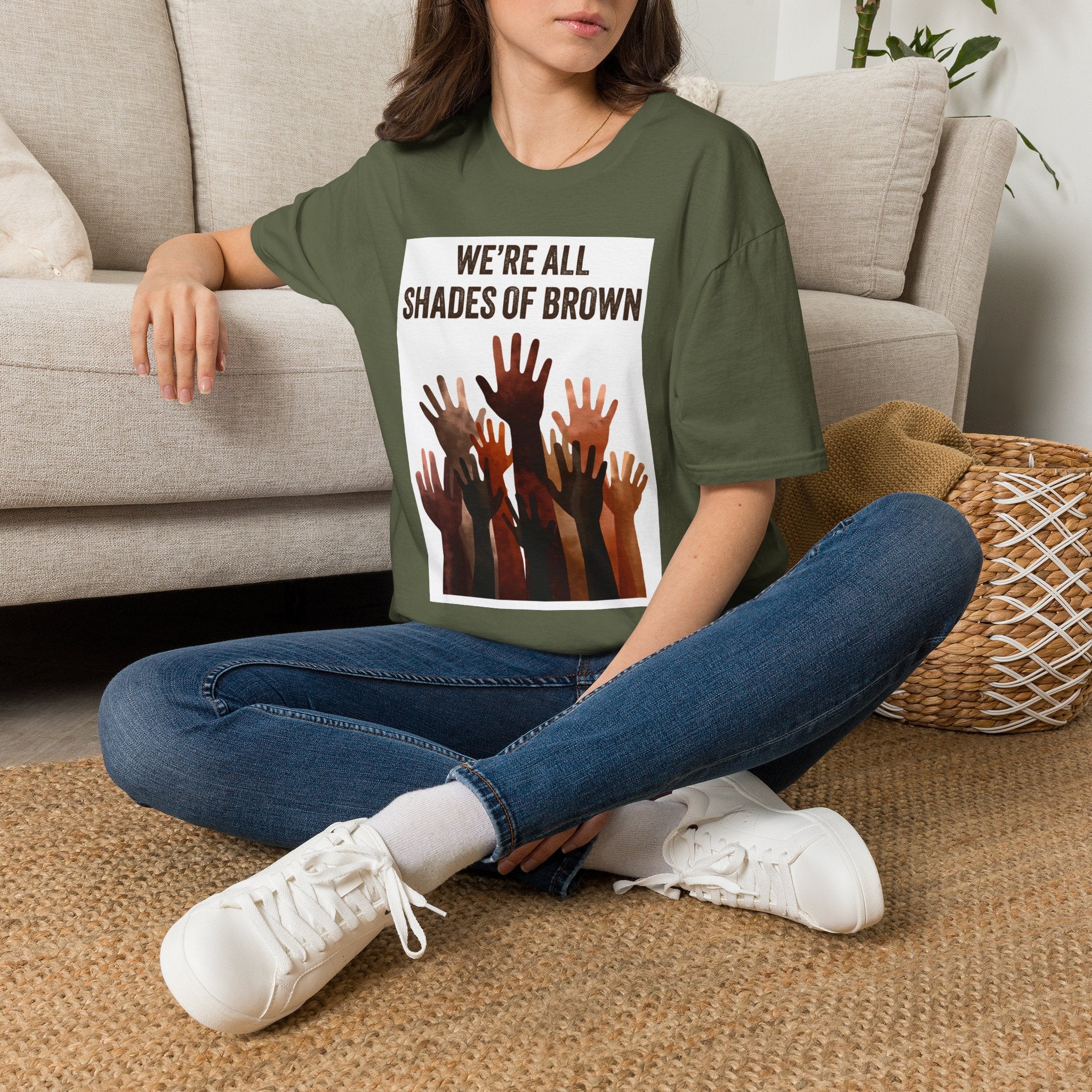 We're All Shades of Brown T-Shirt — Inclusive Multicultural Pride Tee BL