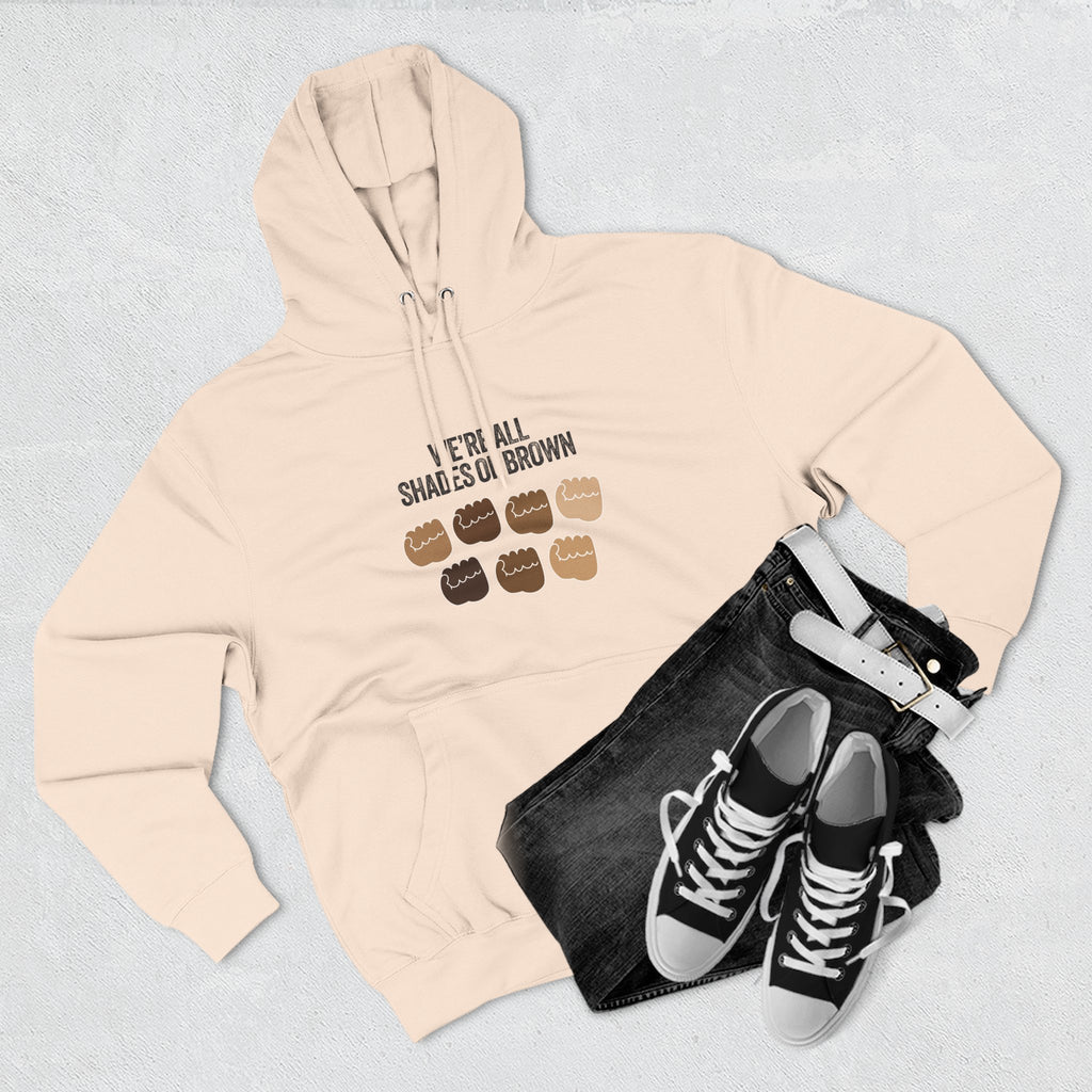 We're All Shades of Brown Hoodie — Unisex Heavy Blend™ Hooded Pouched Fist Pump BL