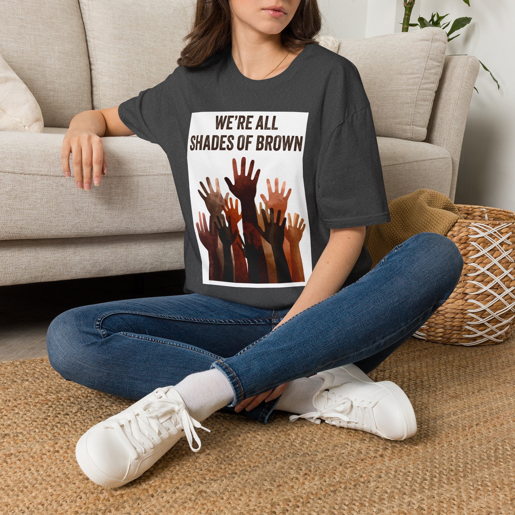 We're All Shades of Brown T-Shirt — Inclusive Multicultural Pride Tee BL