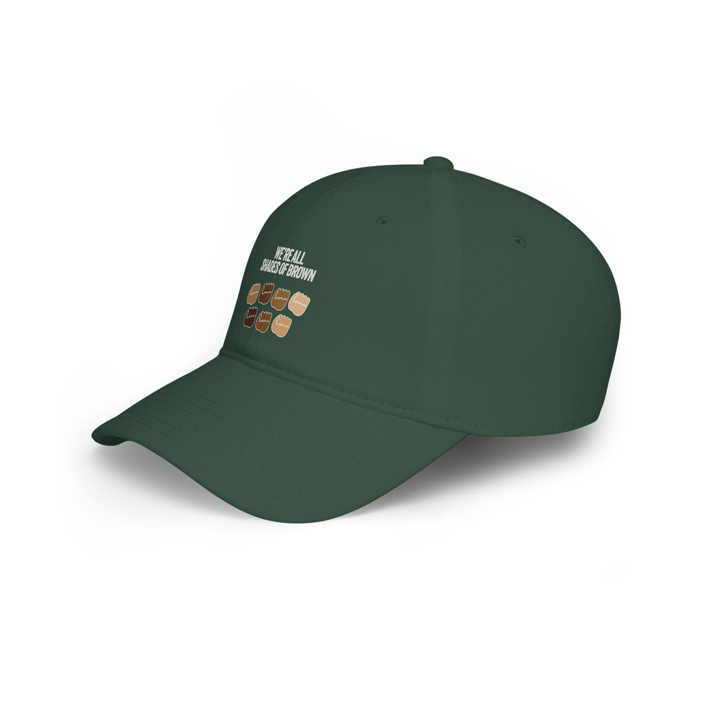 Low Profile Baseball Cap — "We're All Shades of Brown" Inclusive Coffee Cup Design WL