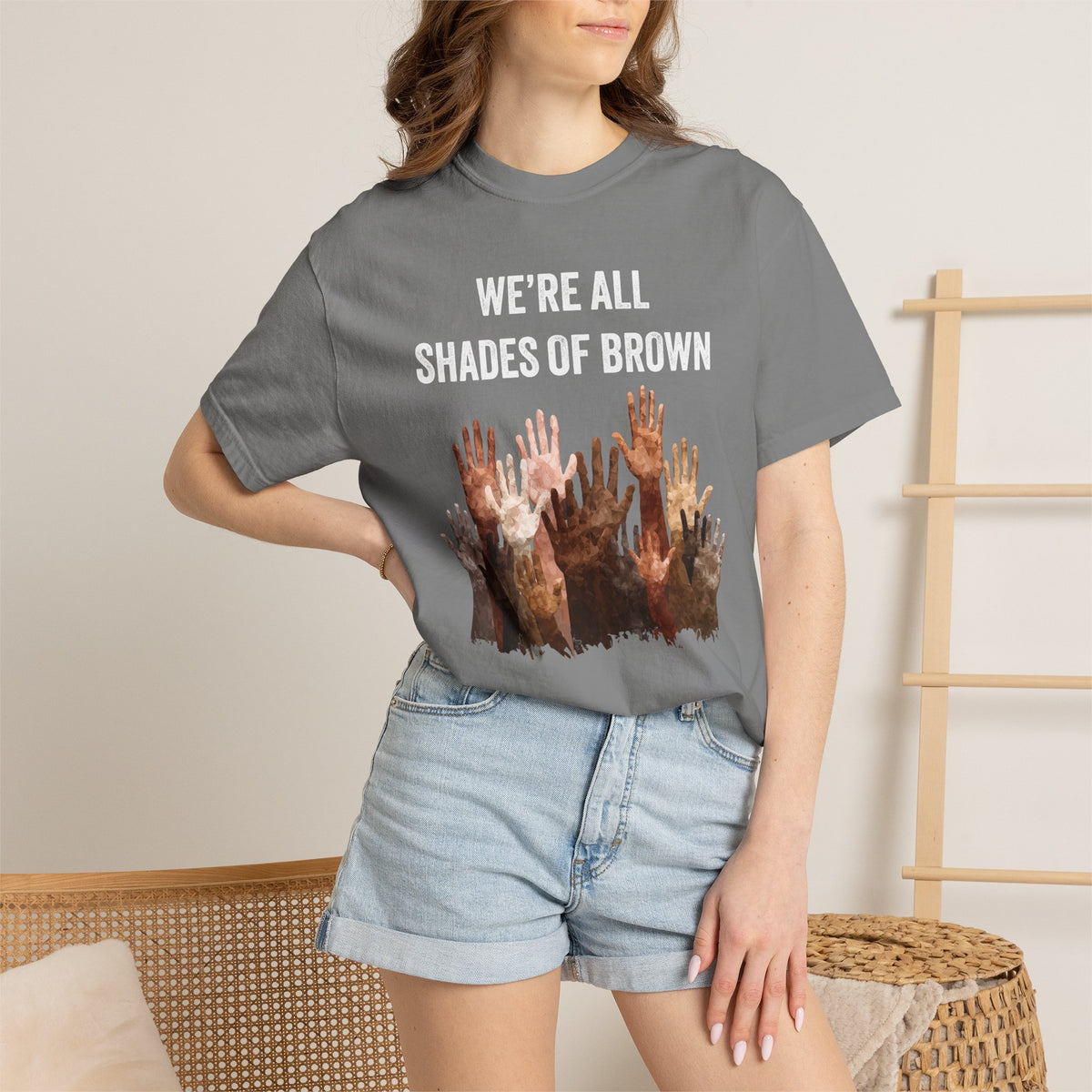 T-Shirt — "We're All Shades of Brown" Diversity Graphic Tee