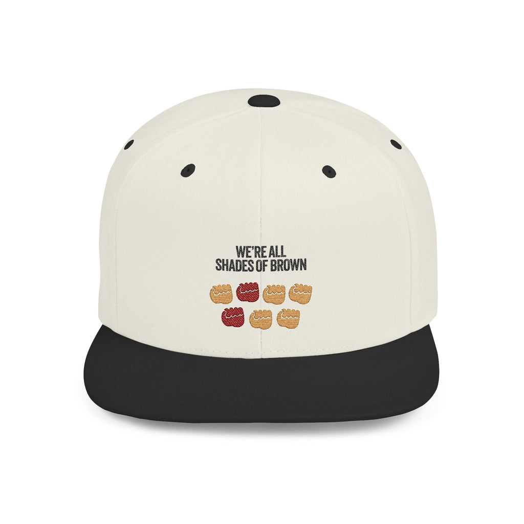 Snapback Hat — "We're All Shades of Brown" Fist Pump Donut Diversity Design BL