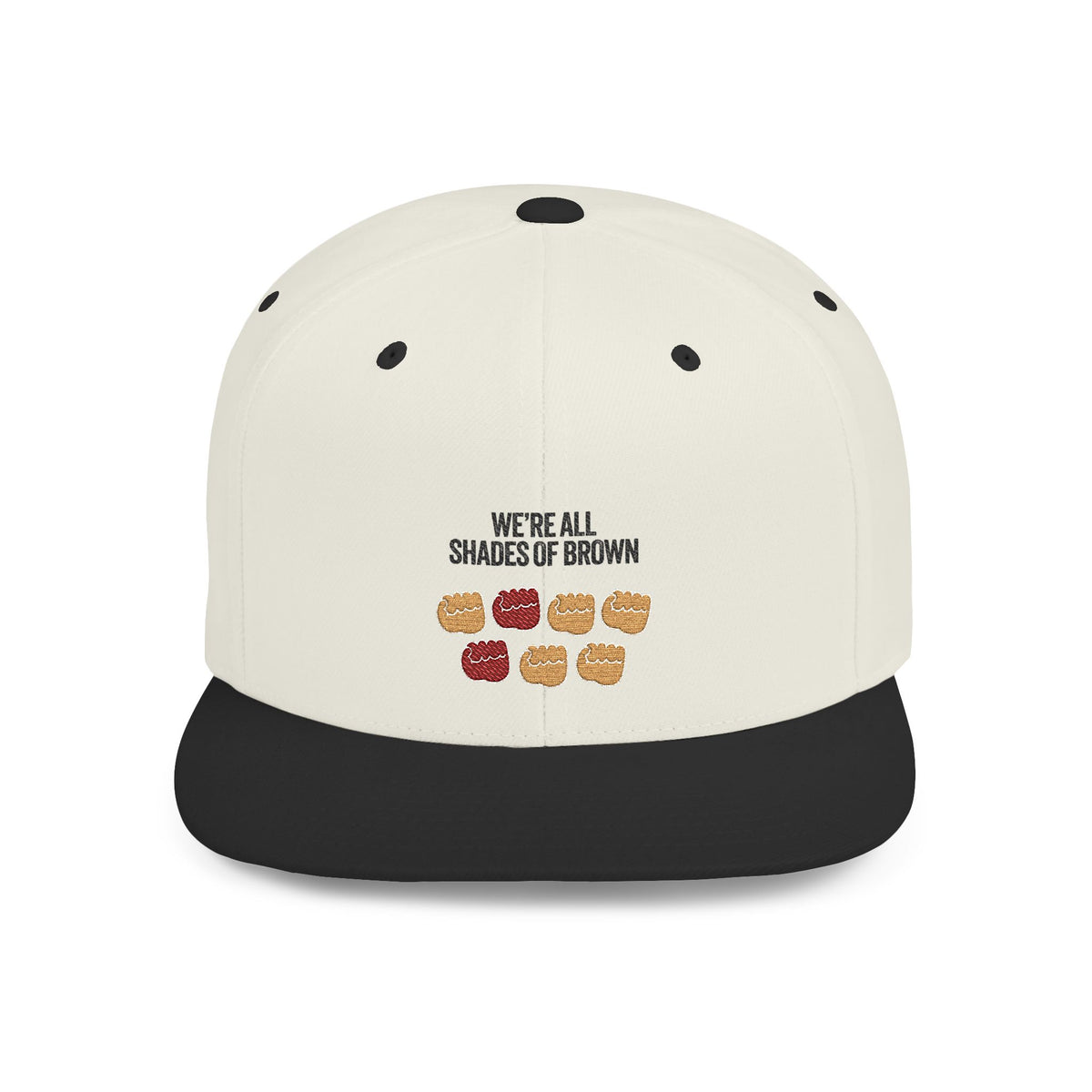 Snapback Hat — "We're All Shades of Brown" Fist Pump Donut Diversity Design BL