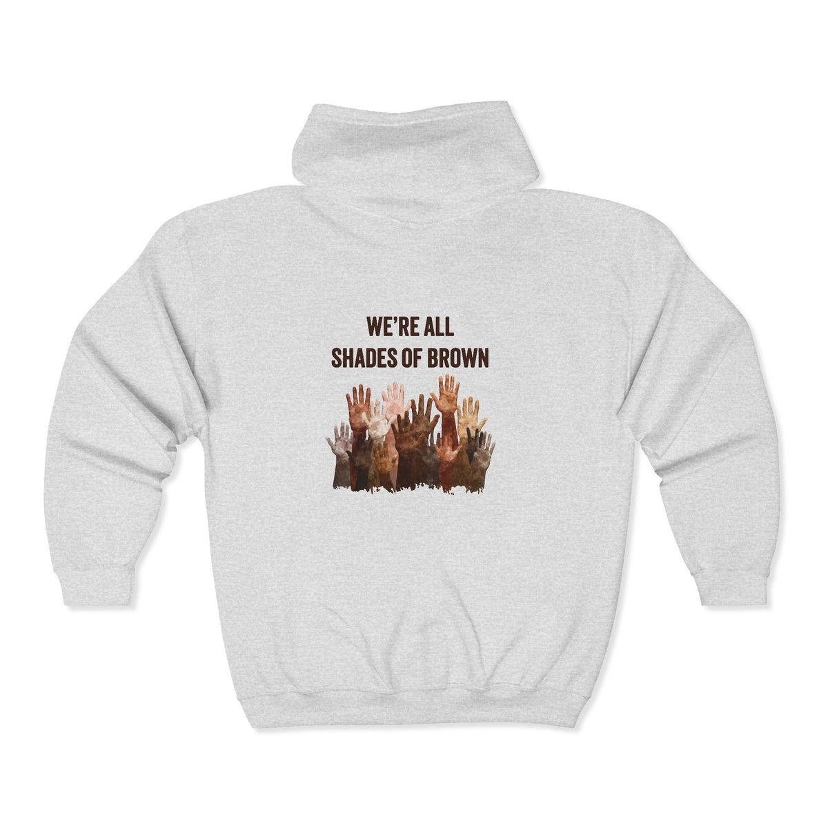 Full Zip Hoodie — Raised Hands Unity Design (Diverse Community)