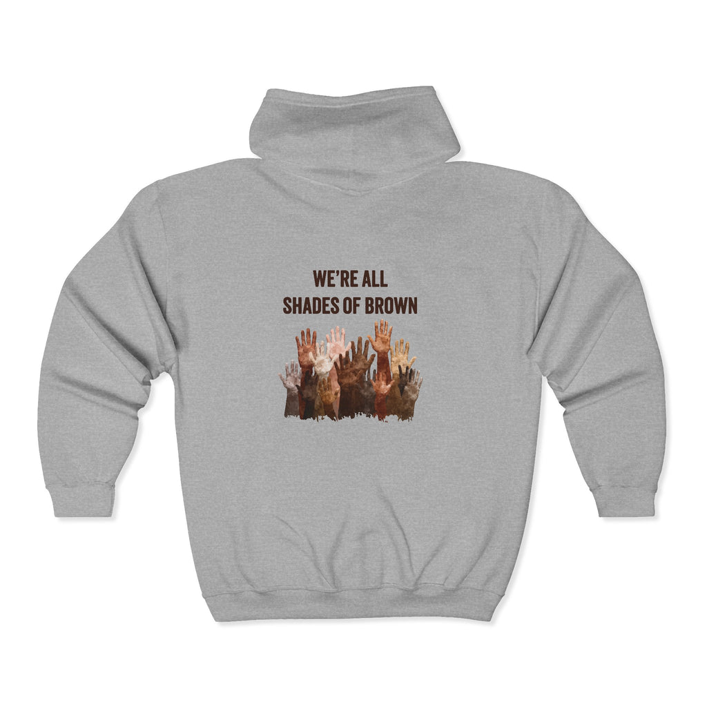 Full Zip Hoodie — Raised Hands Unity Design (Diverse Community)