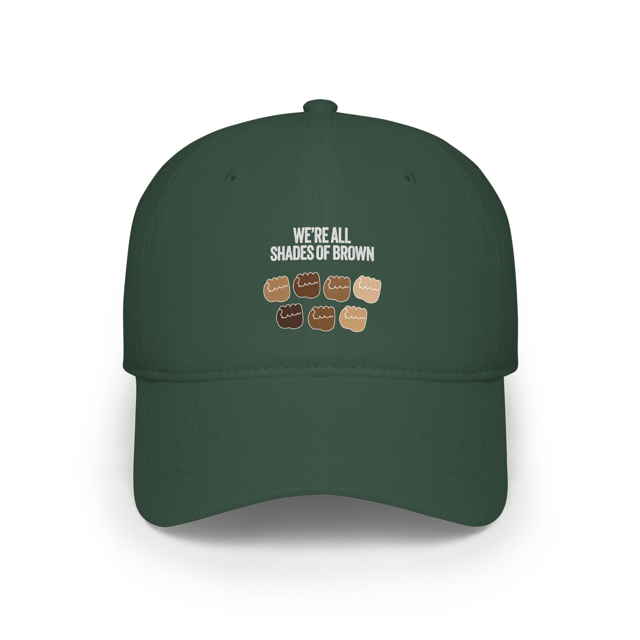 Low Profile Baseball Cap — "We're All Shades of Brown" Inclusive Coffee Cup Design WL