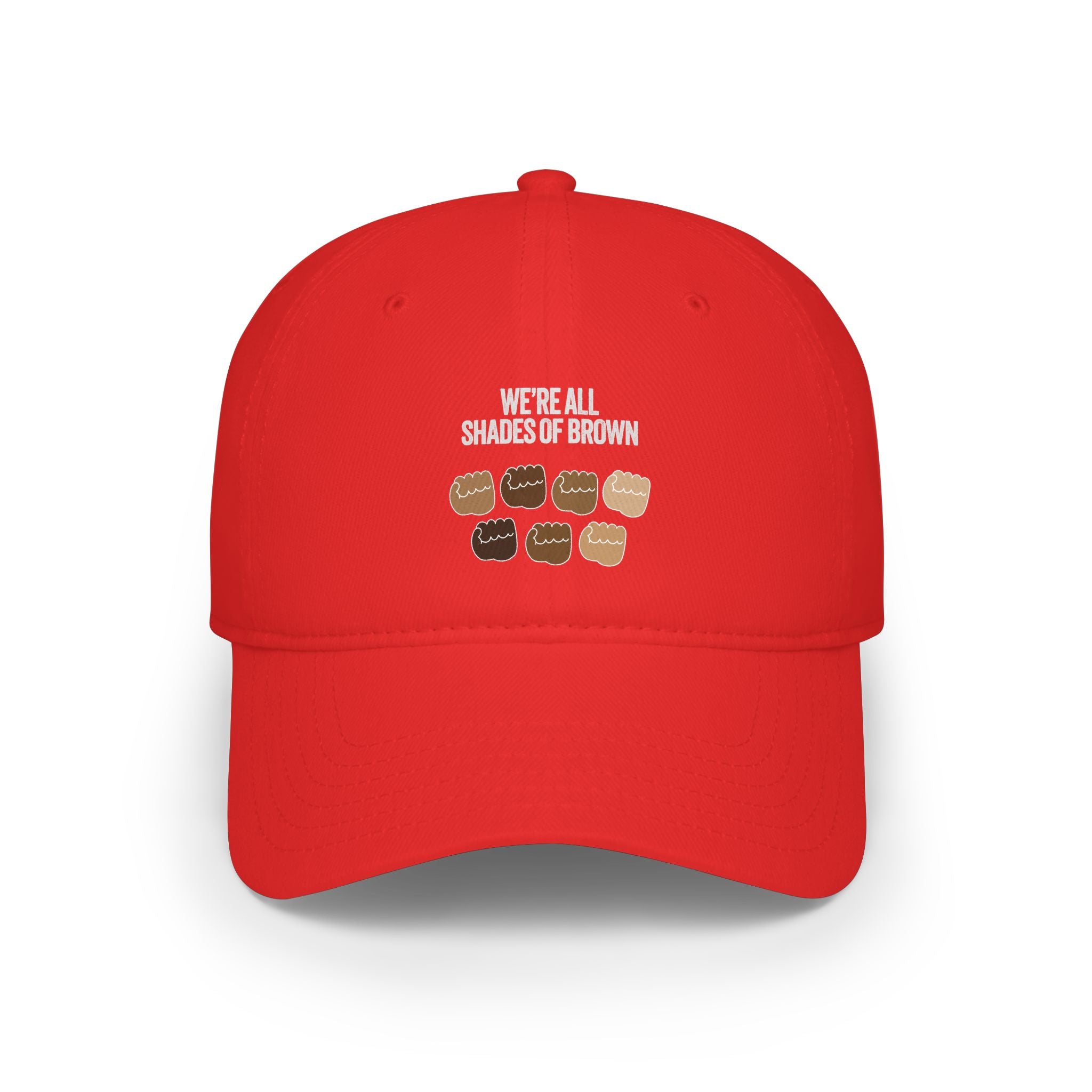 Low Profile Baseball Cap — "We're All Shades of Brown" Inclusive Coffee Cup Design WL