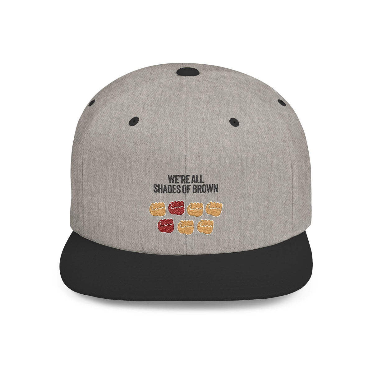 Snapback Hat — "We're All Shades of Brown" Fist Pump Donut Diversity Design BL