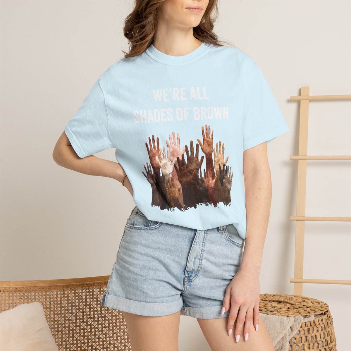 T-Shirt — "We're All Shades of Brown" Diversity Graphic Tee