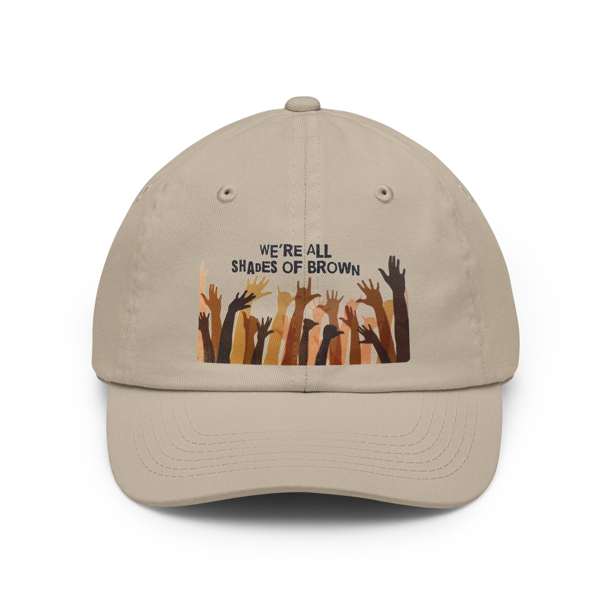Dad Hat — "We’re All Shades of Brown" Raised Hands Unity Cap BL