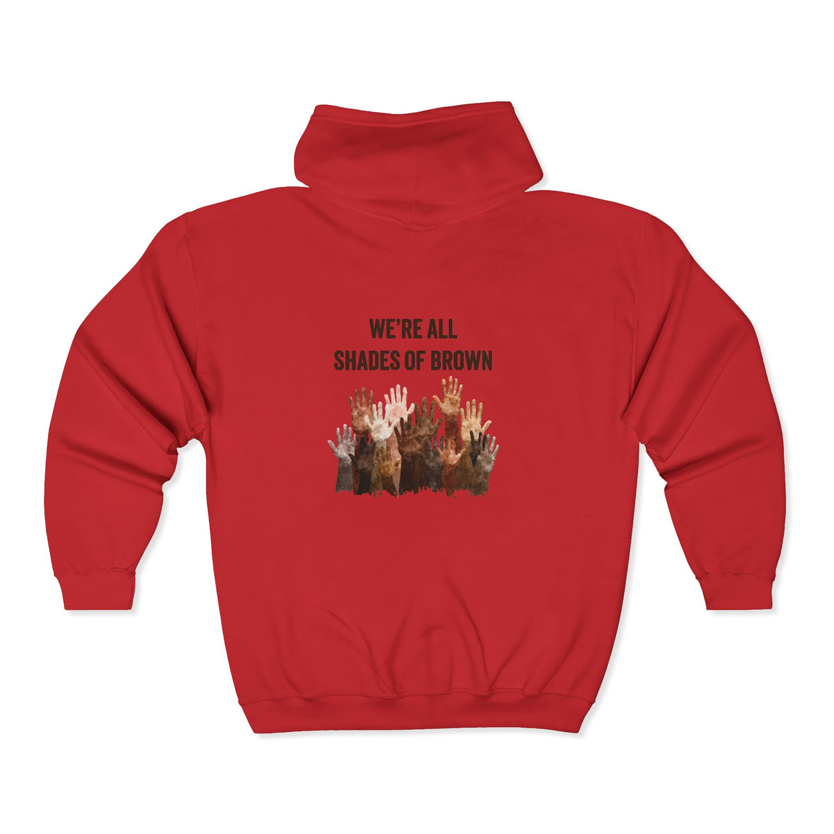 Full Zip Hoodie — Raised Hands Unity Design (Diverse Community)