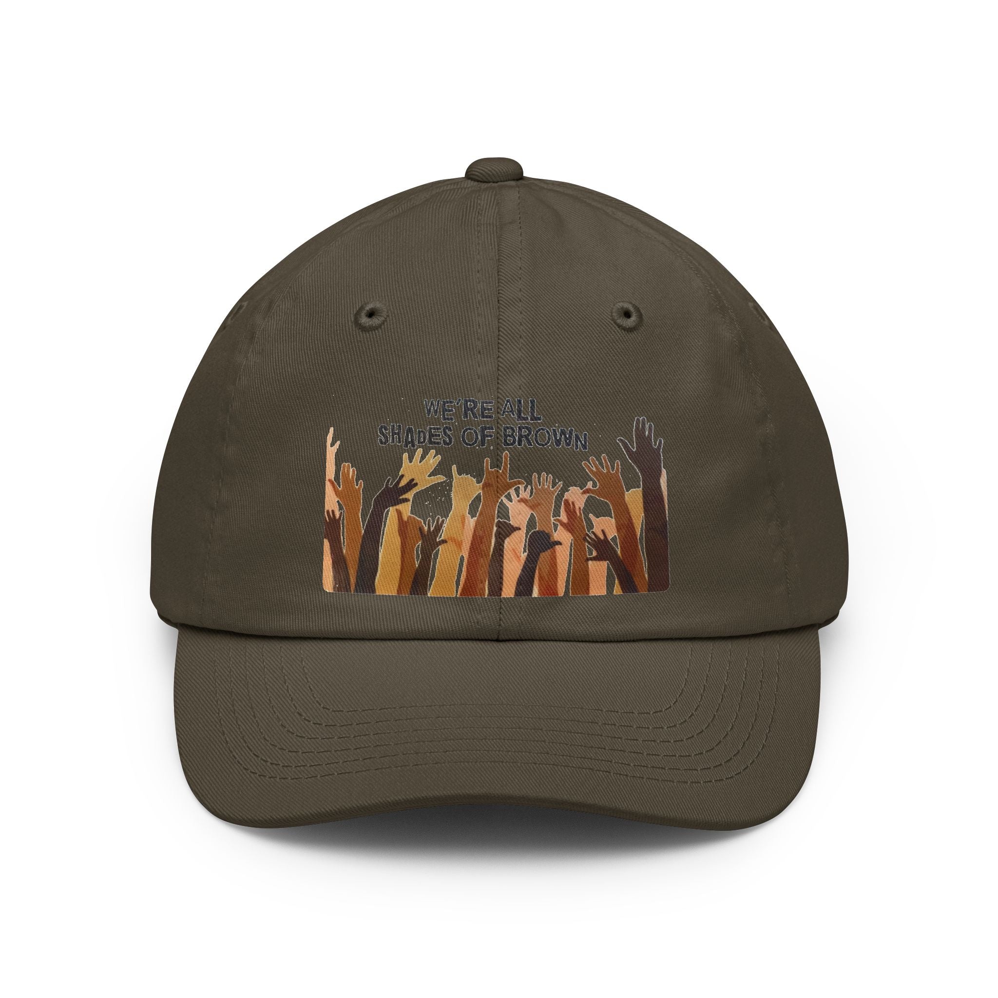 Dad Hat — "We’re All Shades of Brown" Raised Hands Unity Cap BL