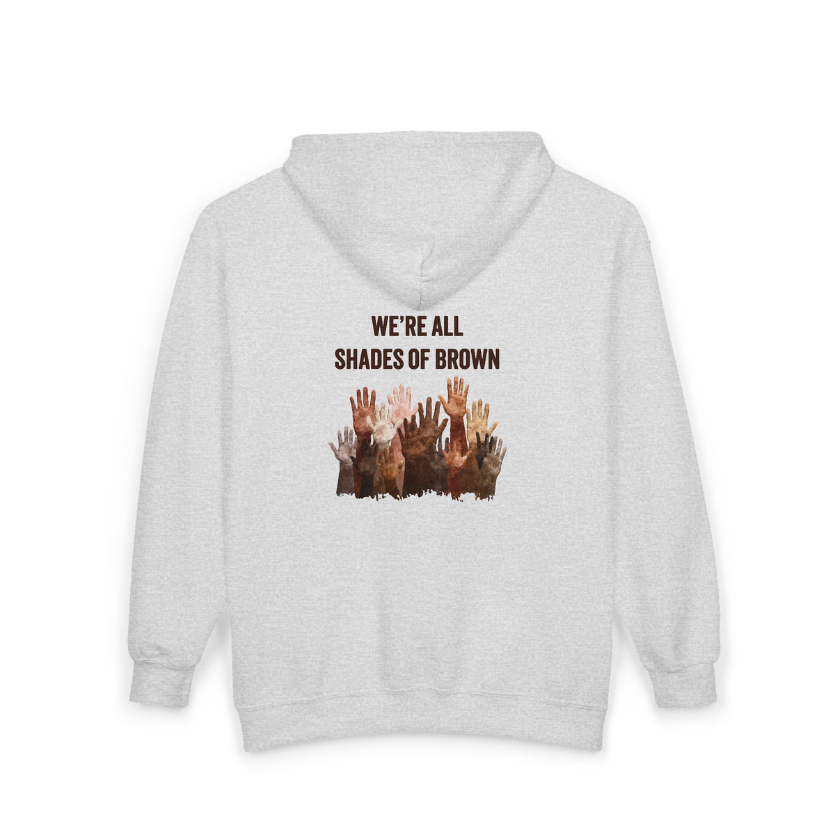 Full Zip Hoodie — Raised Hands Unity Design (Diverse Community)