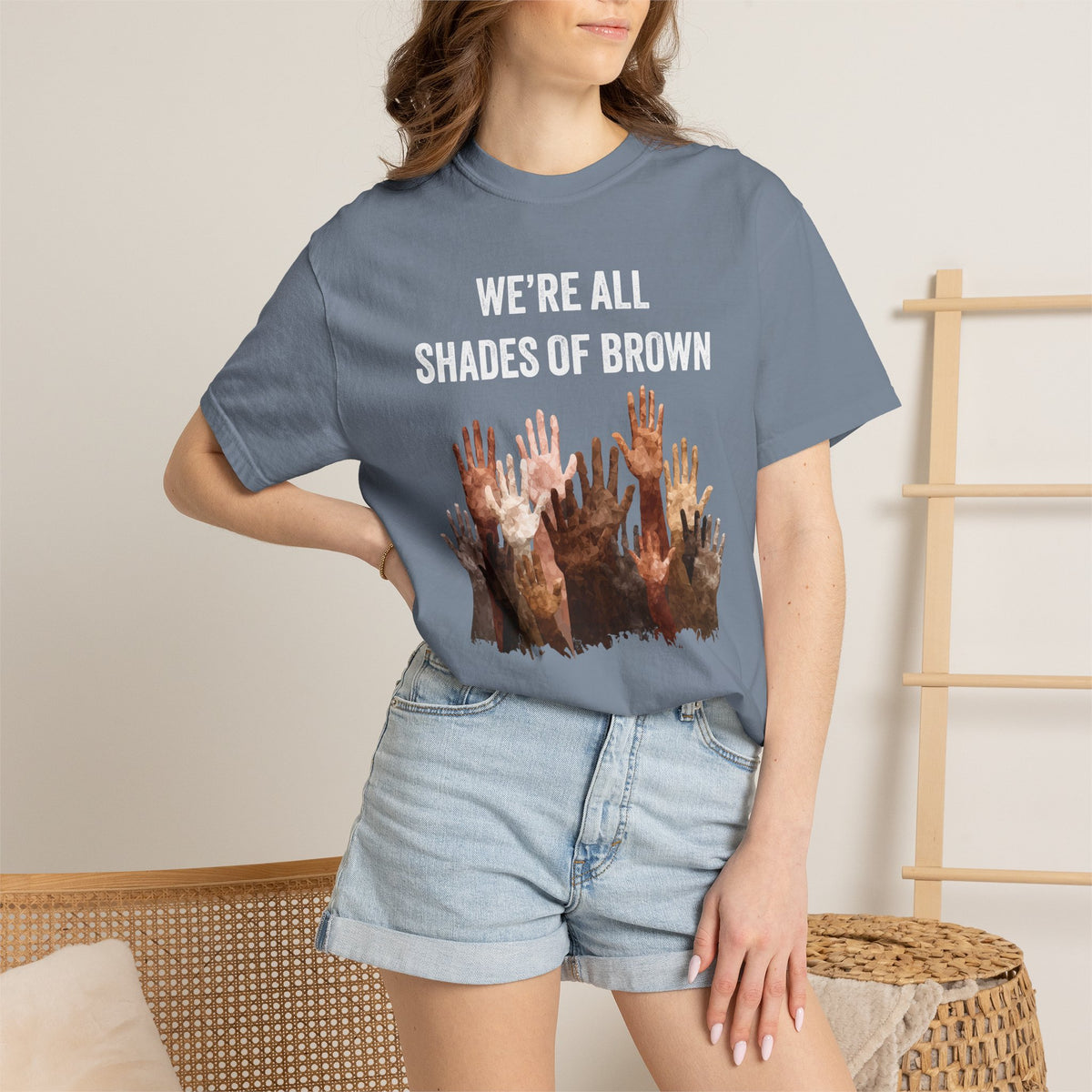 T-Shirt — "We're All Shades of Brown" Diversity Graphic Tee