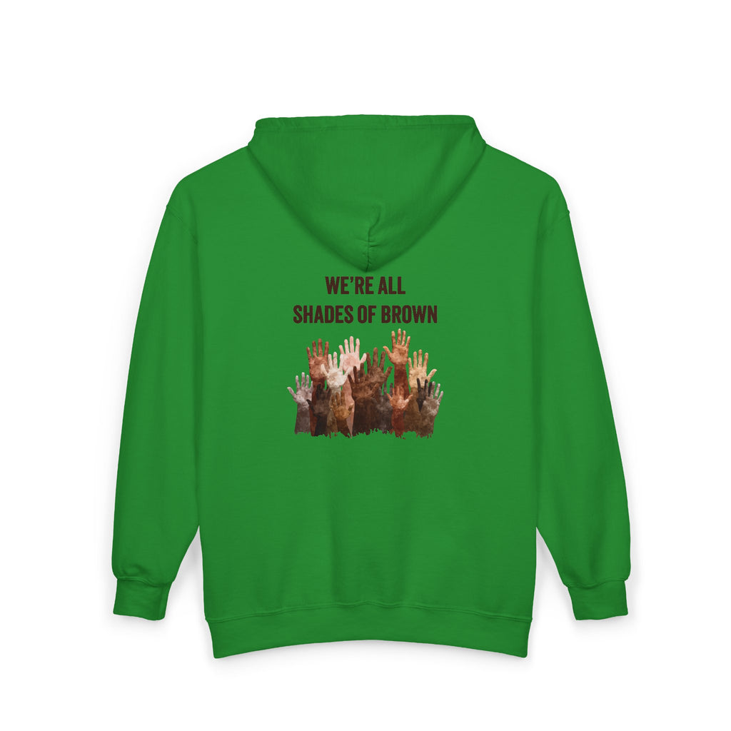 Full Zip Hoodie — Raised Hands Unity Design (Diverse Community)